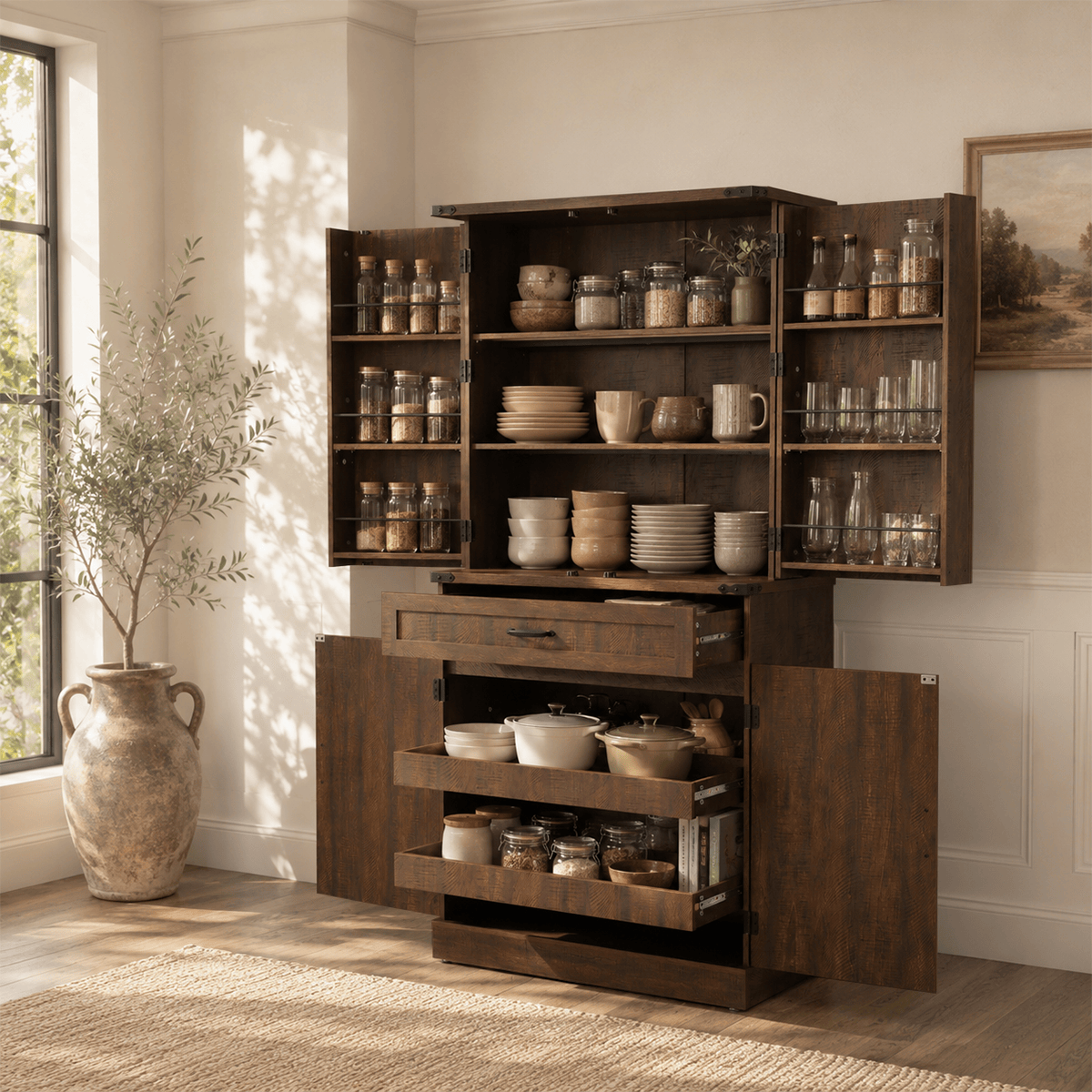 71" Tall Kitchen Pantry Storage Cabinet