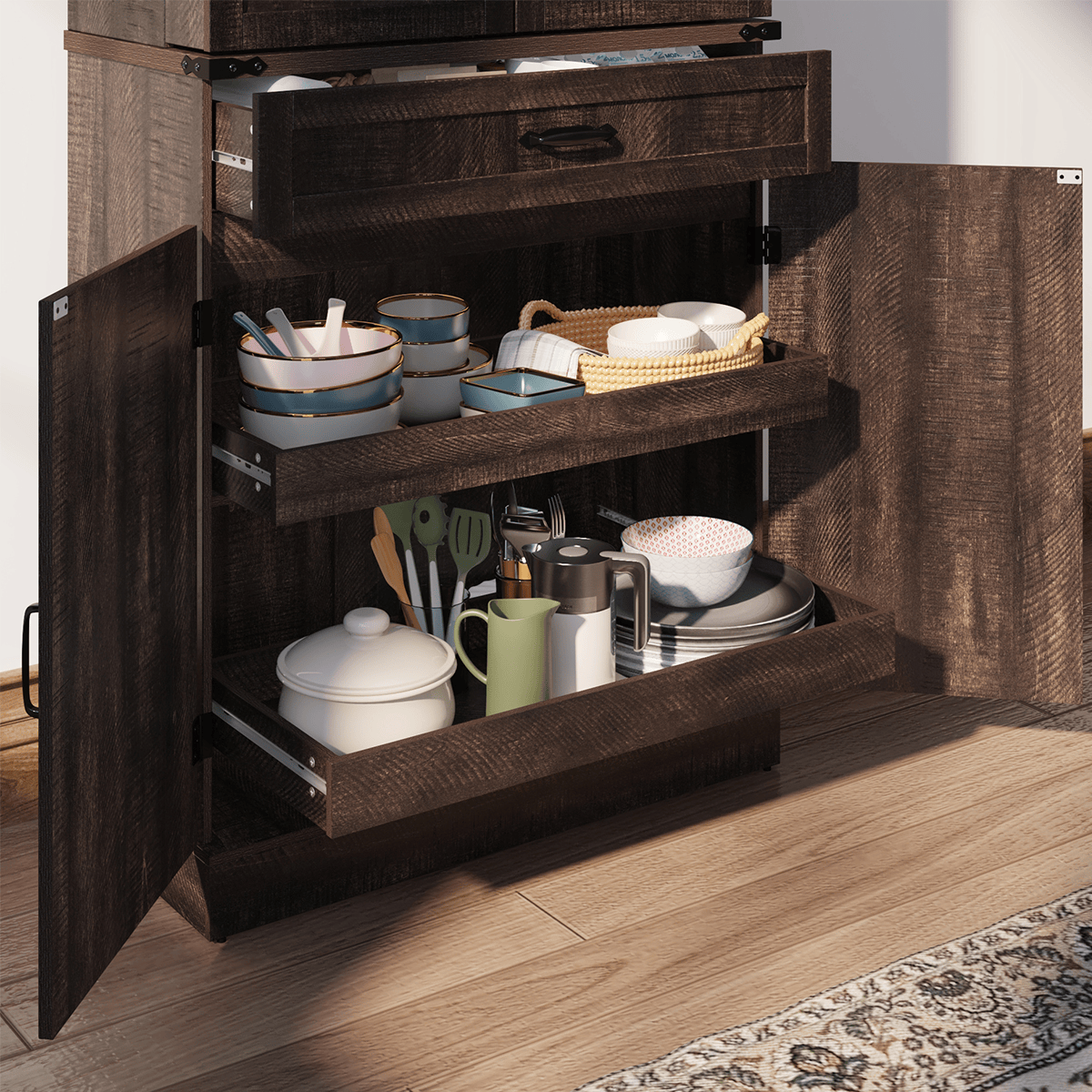 71" Tall Kitchen Pantry Storage Cabinet