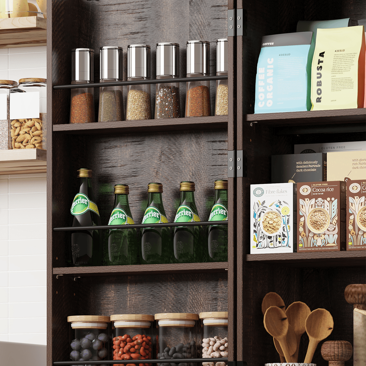 71" Tall Kitchen Pantry Storage Cabinet