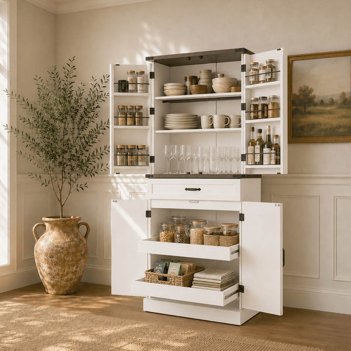 71" Tall Kitchen Pantry Storage Cabinet