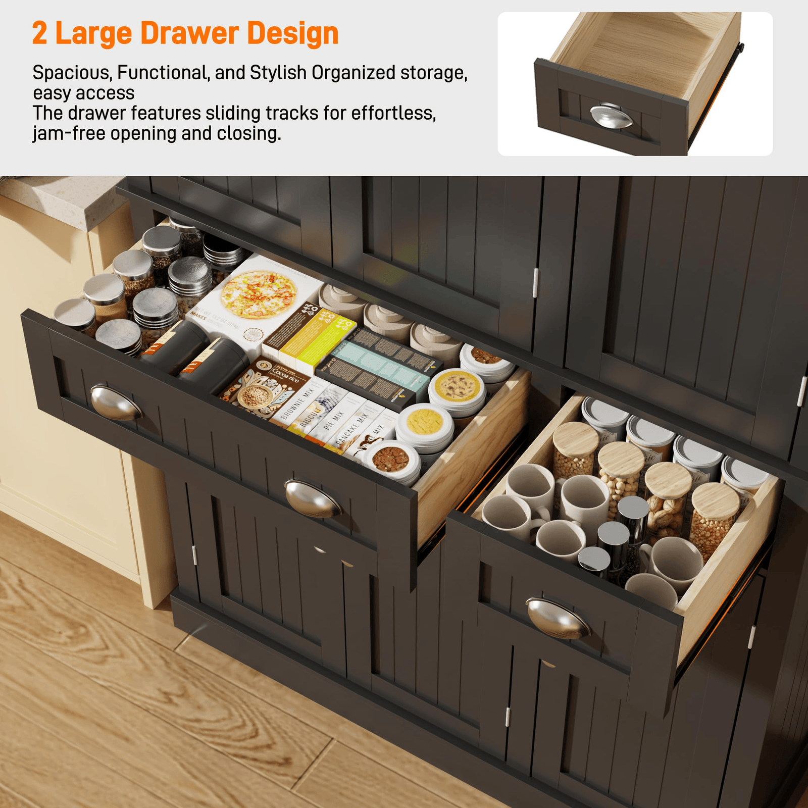 71" Tall Kitchen Pantry Storage Cabinet