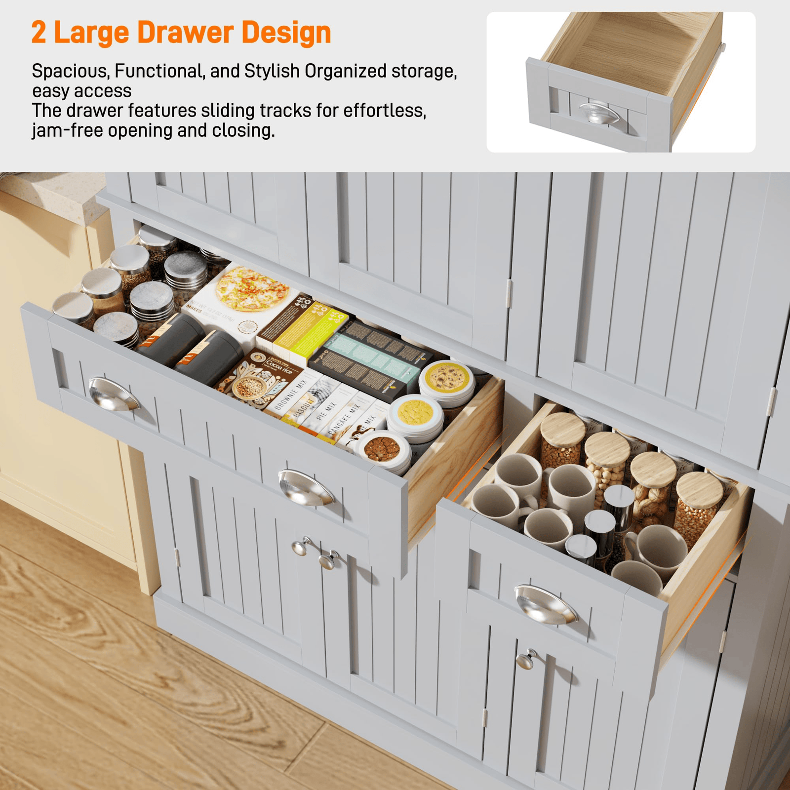 71" Tall Kitchen Pantry Storage Cabinet