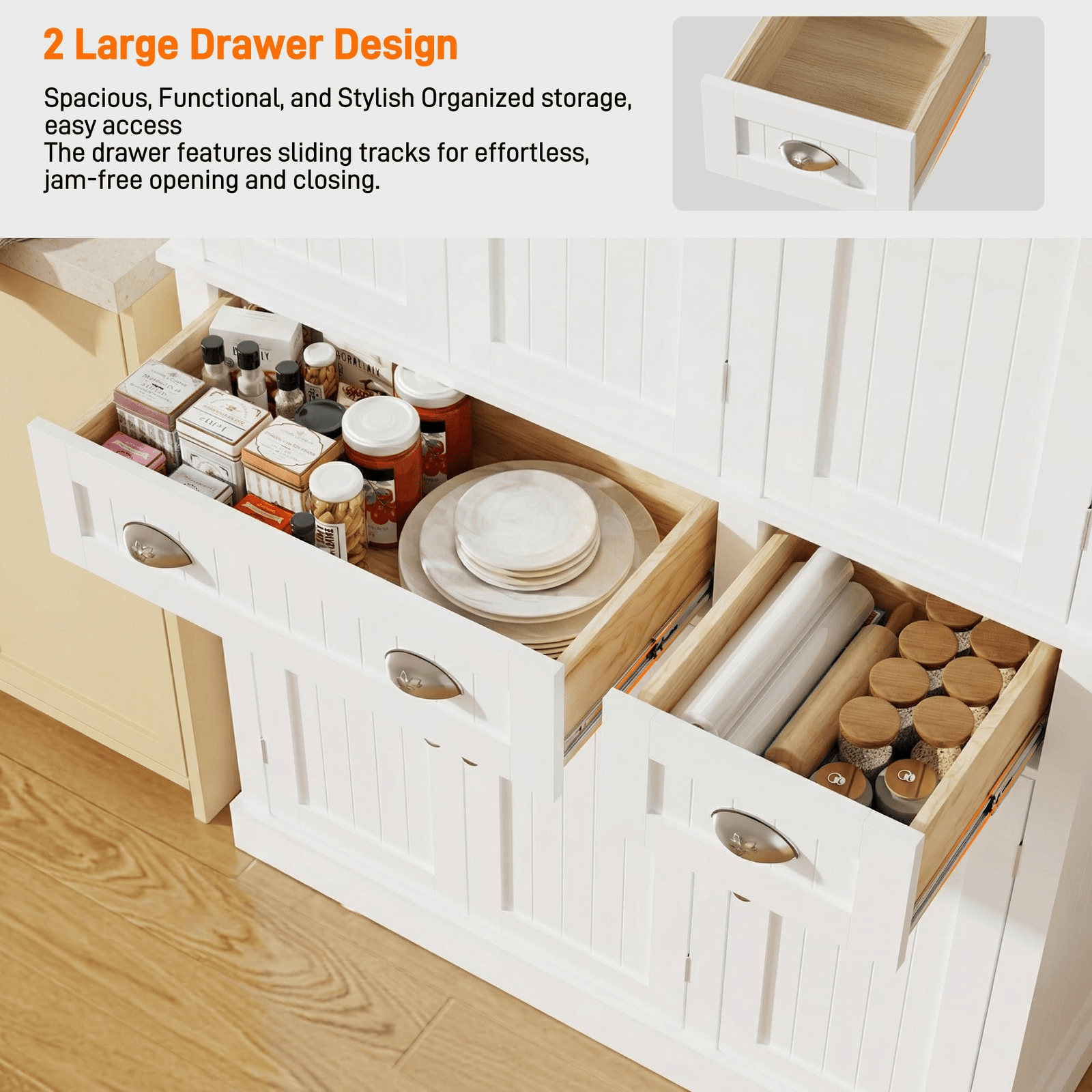 71" Tall Kitchen Pantry Storage Cabinet