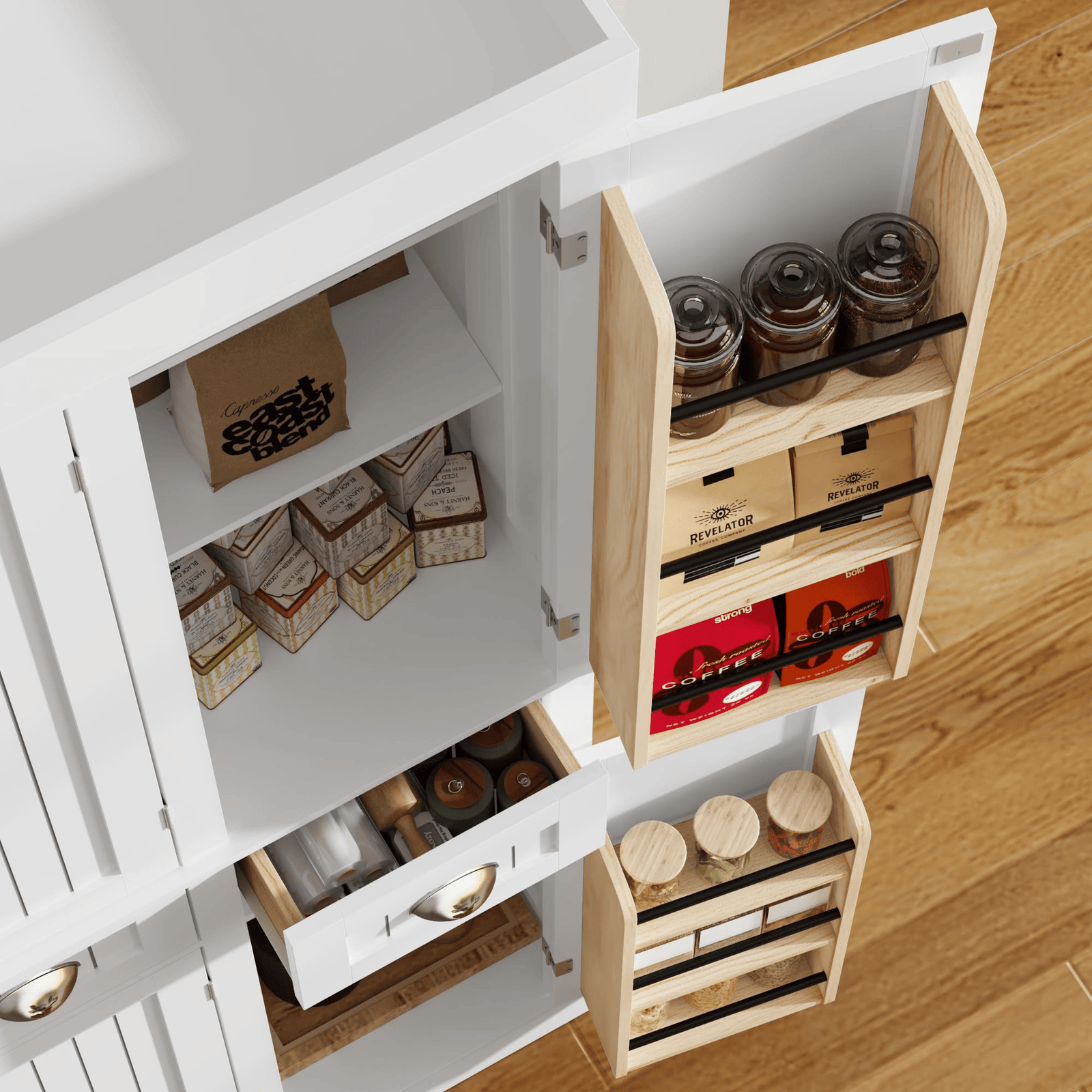 71" Tall Kitchen Pantry Storage Cabinet