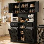 71" Dual Trash Cabinet Pantry Storage Cabinet