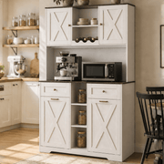 71" Dual Trash Cabinet Pantry Storage Cabinet