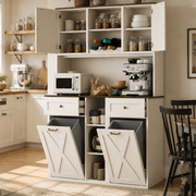 71" Dual Trash Cabinet Pantry Storage Cabinet