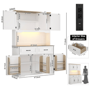 size-White kitchen cabinet with dimensions and interior drawer size details on a white background