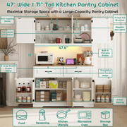 71" Tall Kitchen Pantry Storage Cabinet