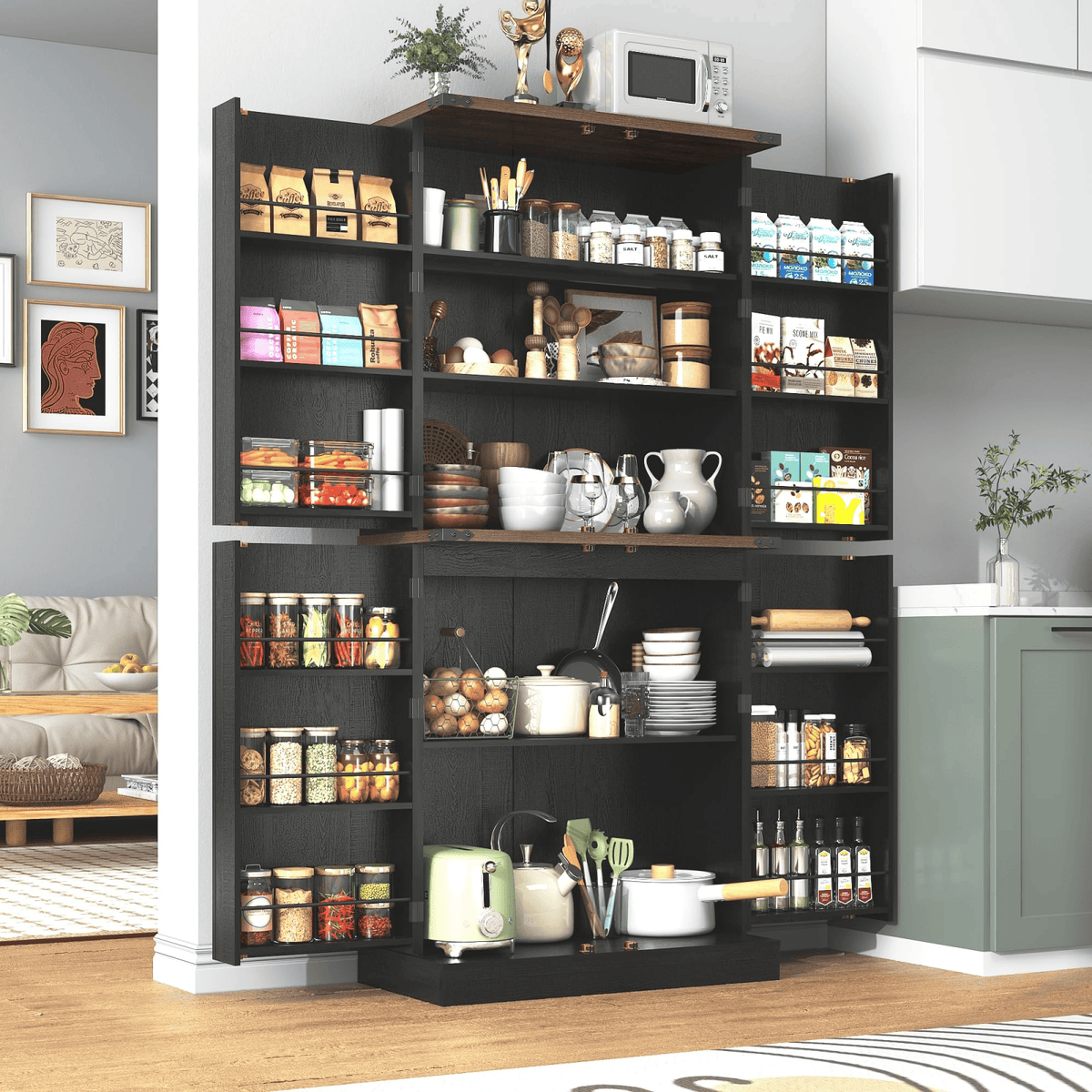 71in Farmhouse Kitchen Pantry Cabinet Storage Cabinet