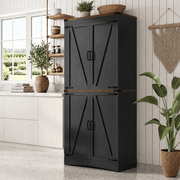 71in Farmhouse Kitchen Pantry Cabinet Tall Storage Cabinet with 4 Doors