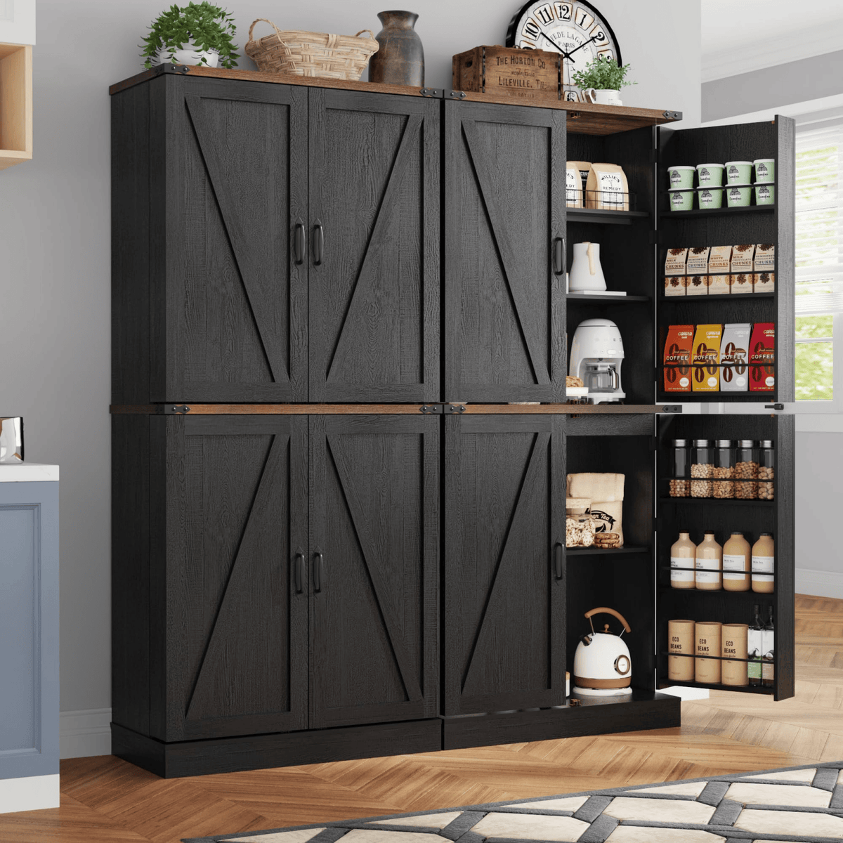 71in Farmhouse Kitchen Pantry Cabinet Storage Cabinet