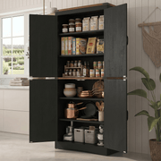 71in Farmhouse Kitchen Pantry Cabinet Tall Storage Cabinet with 4 Doors