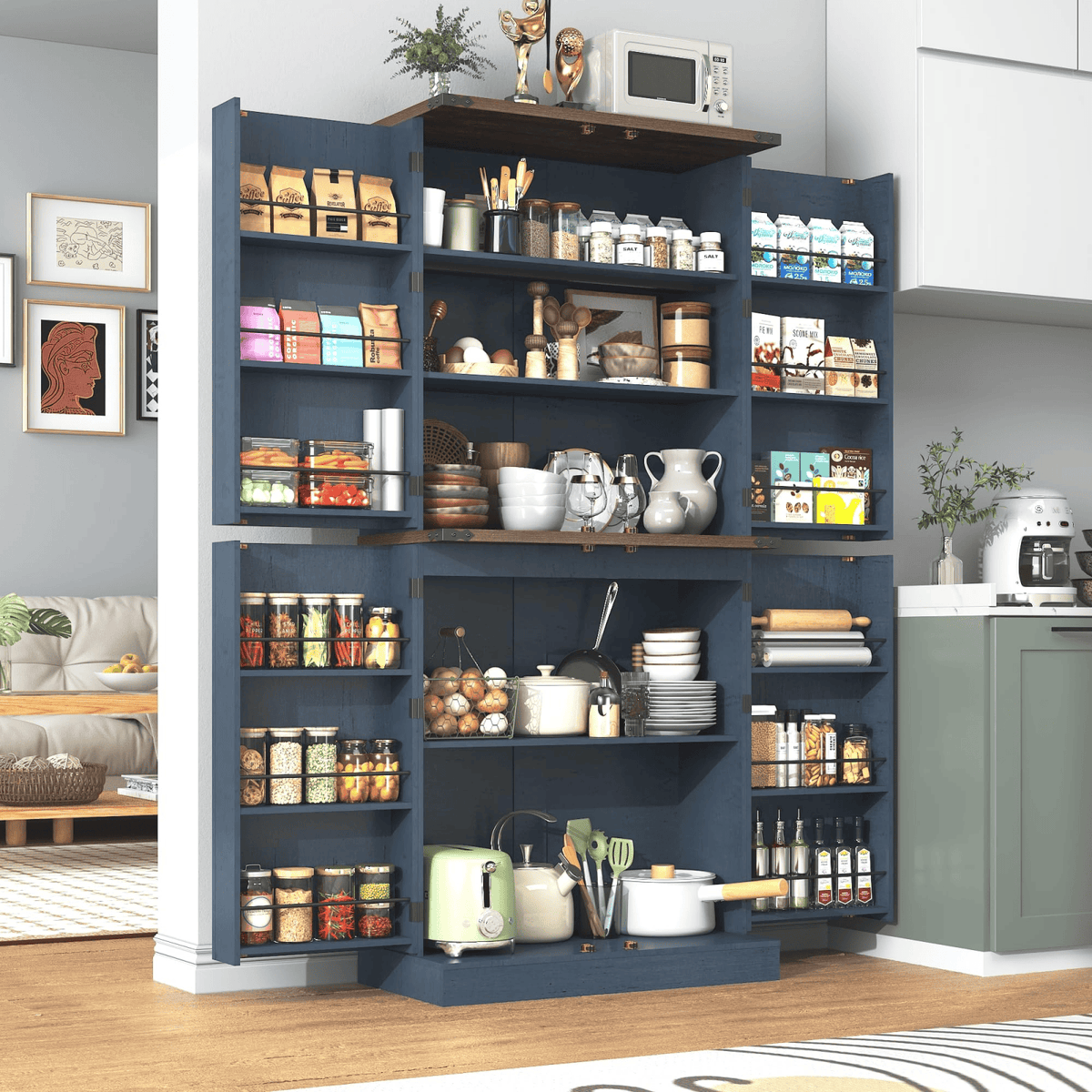 71in Farmhouse Kitchen Pantry Cabinet Storage Cabinet