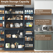 71in Farmhouse Kitchen Pantry Cabinet Storage Cabinet