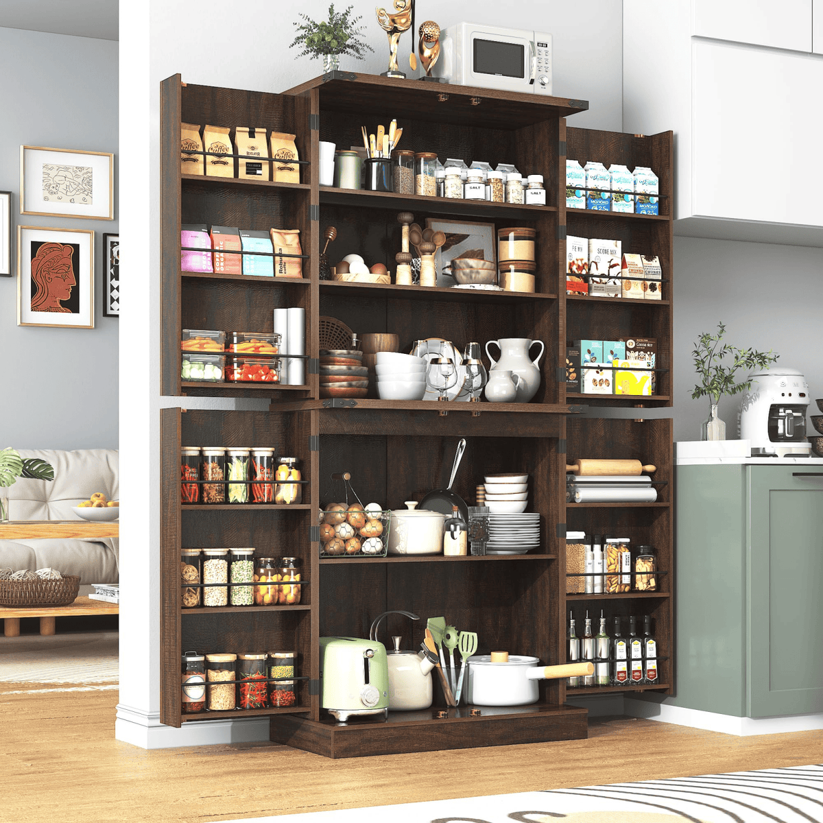 71in Farmhouse Kitchen Pantry Cabinet Storage Cabinet