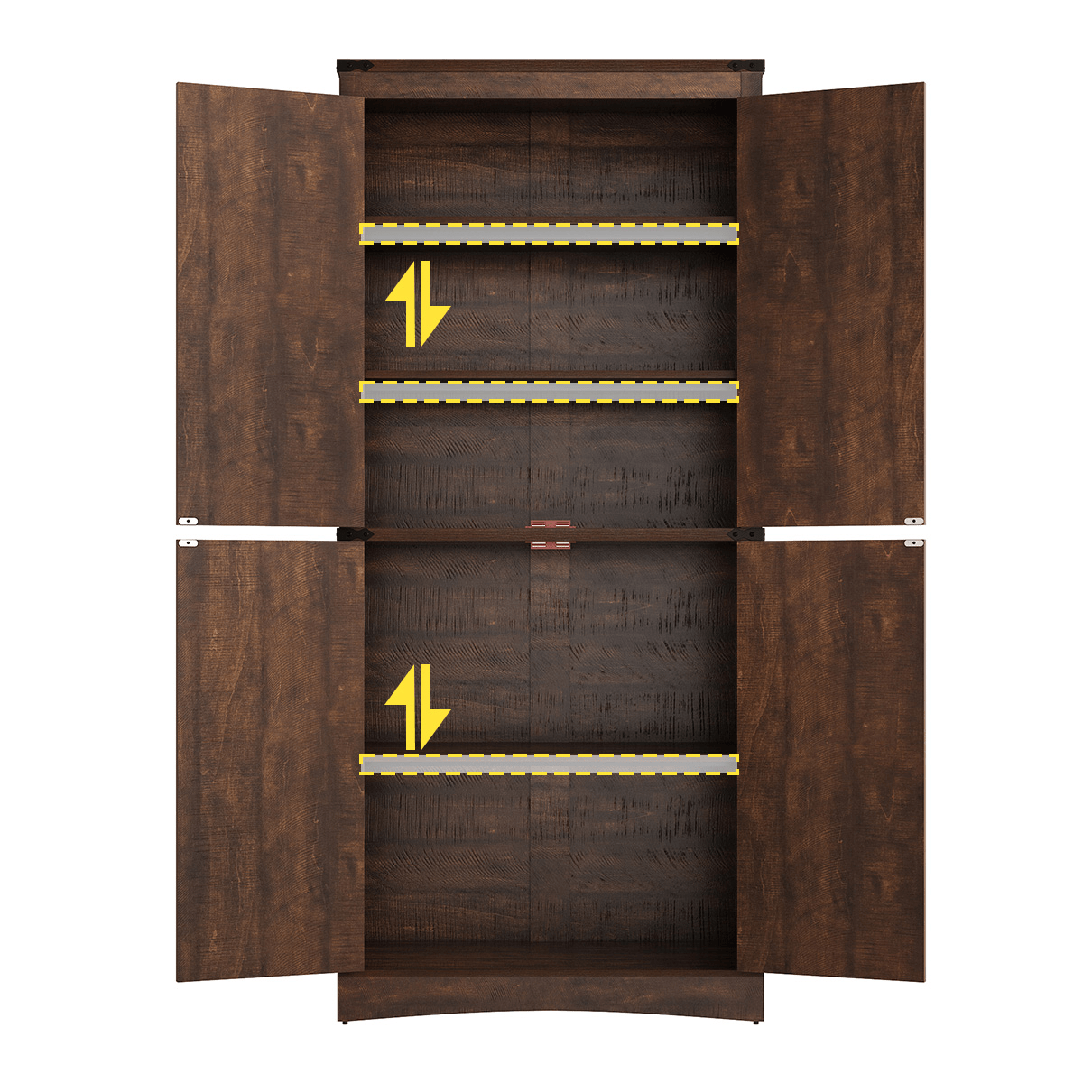 71in Farmhouse Kitchen Pantry Cabinet Tall Storage Cabinet with 4 Doors