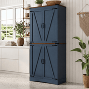 71in Farmhouse Kitchen Pantry Cabinet Tall Storage Cabinet with 4 Doors