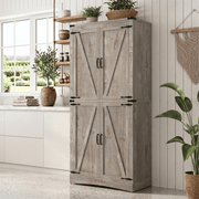 71in Farmhouse Kitchen Pantry Cabinet Tall Storage Cabinet with 4 Doors