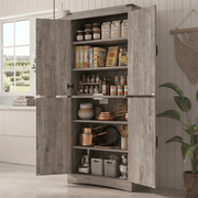 71in Farmhouse Kitchen Pantry Cabinet Tall Storage Cabinet with 4 Doors