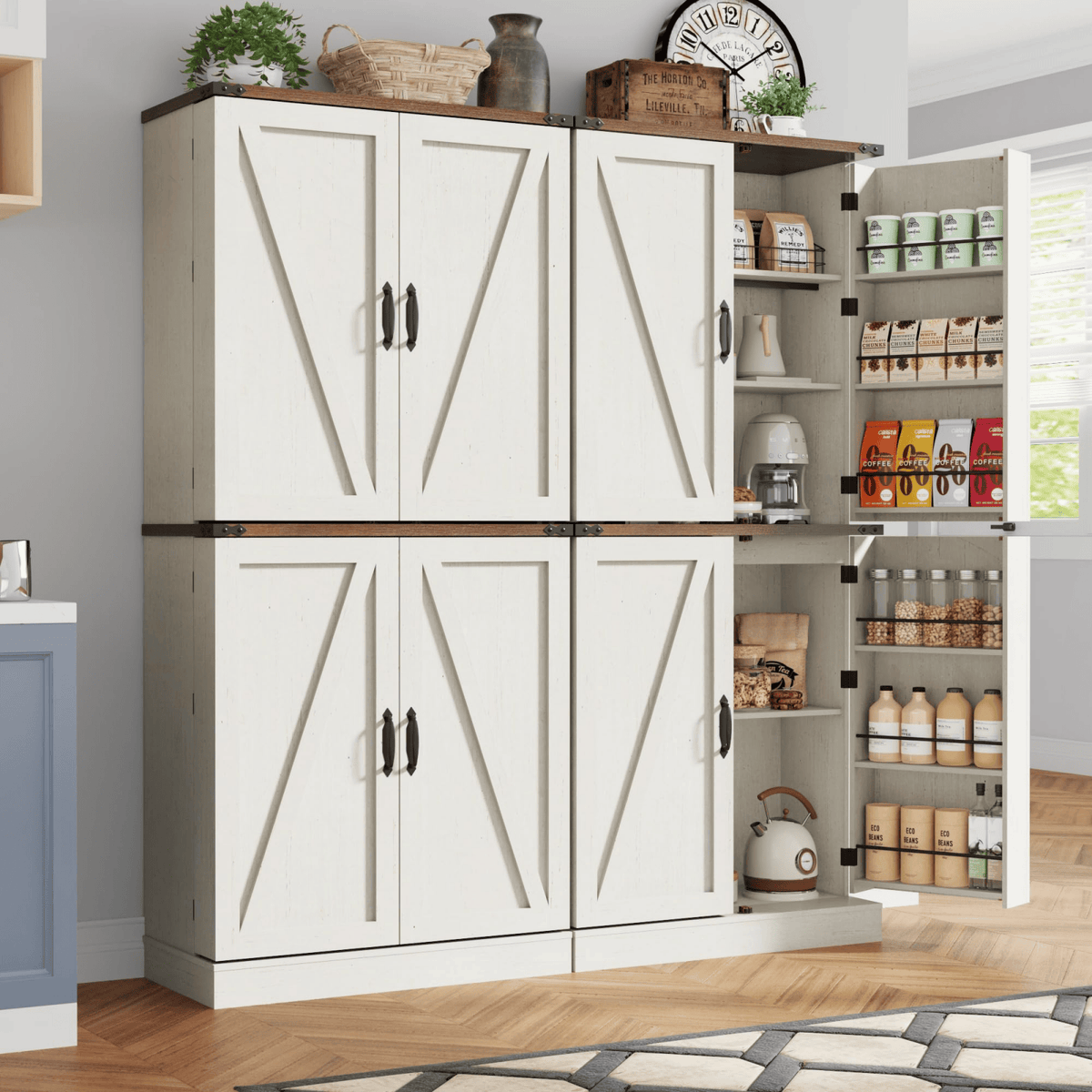 71in Farmhouse Kitchen Pantry Cabinet Storage Cabinet