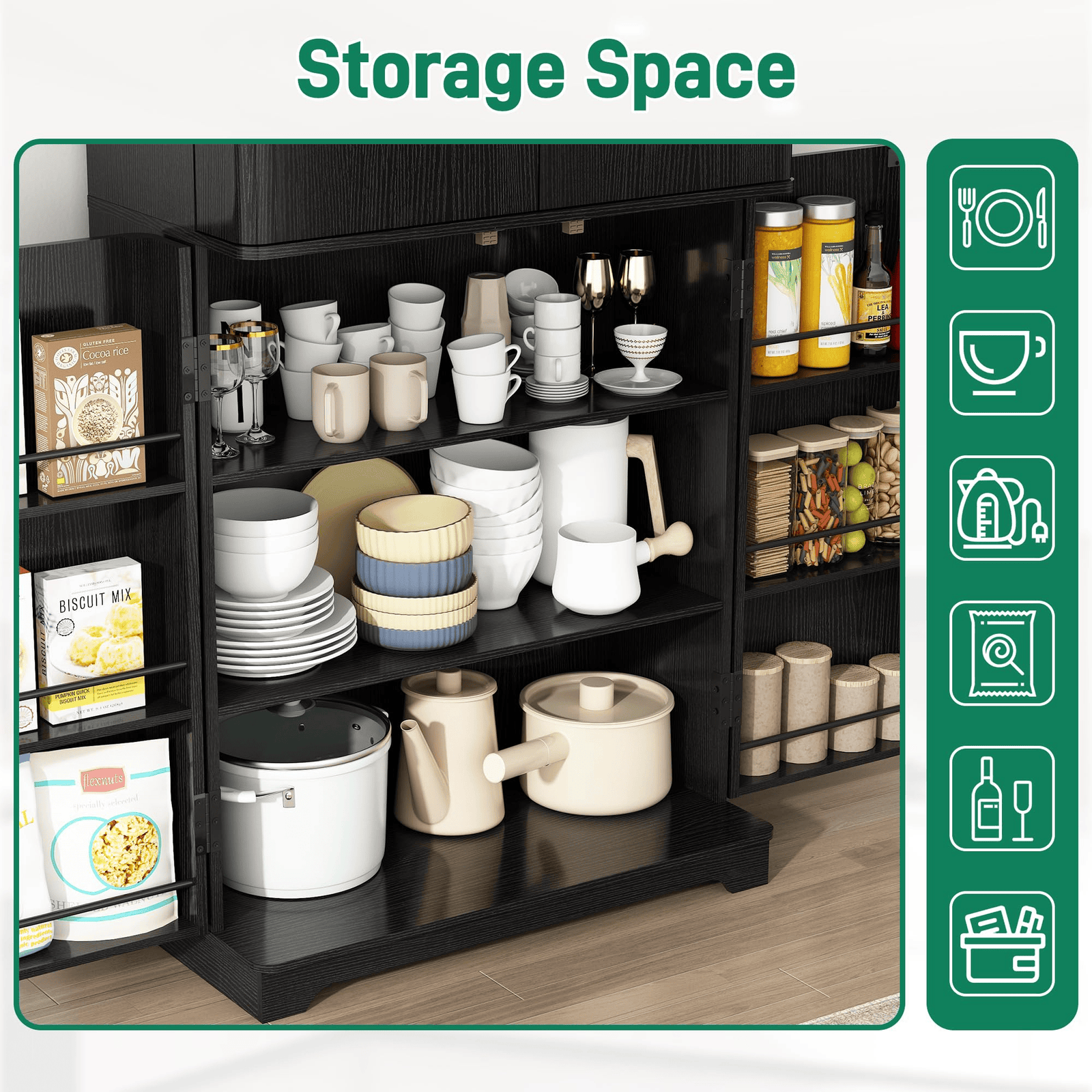 72" Tall Kitchen Pantry Storage Cabinet