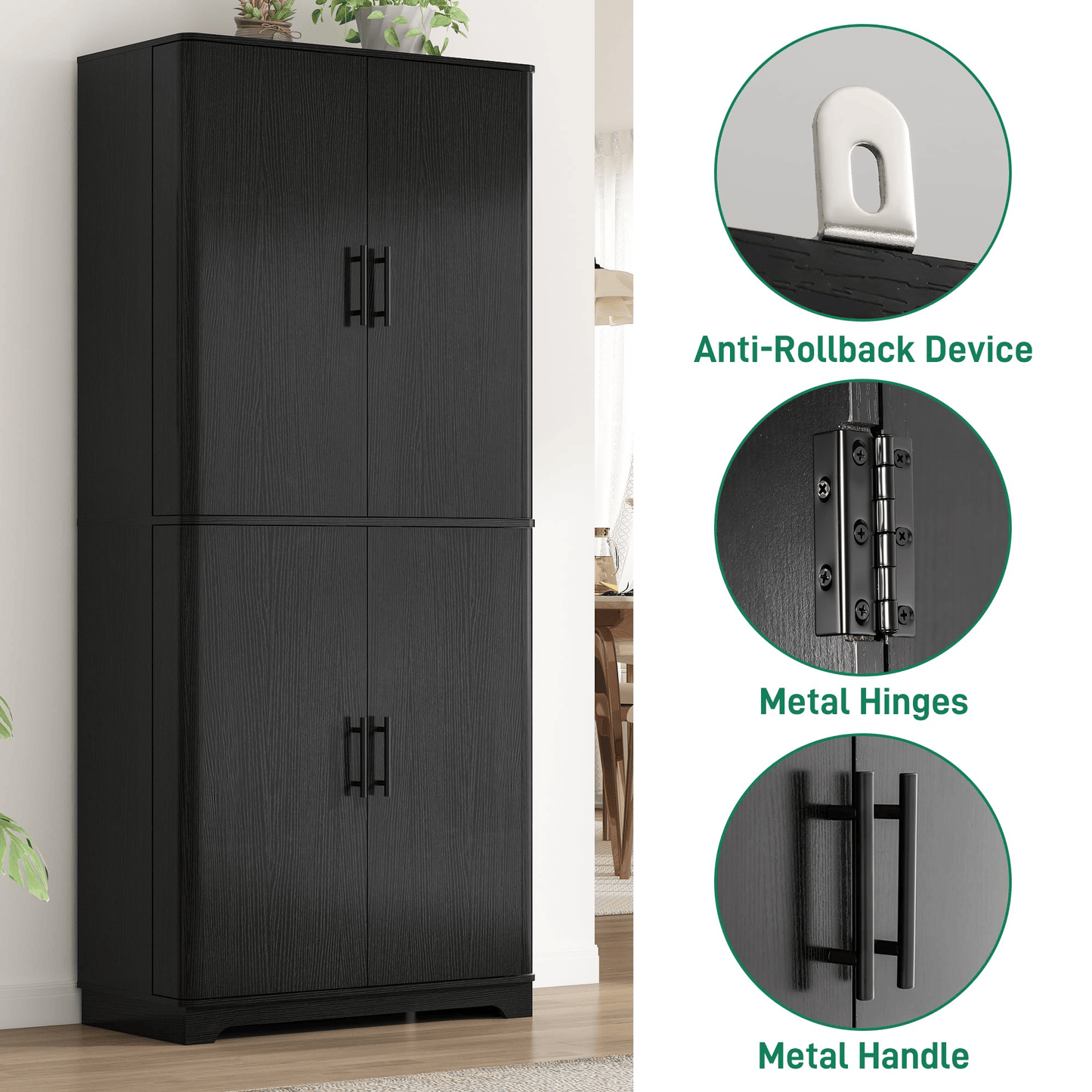 72" Tall Kitchen Pantry Storage Cabinet
