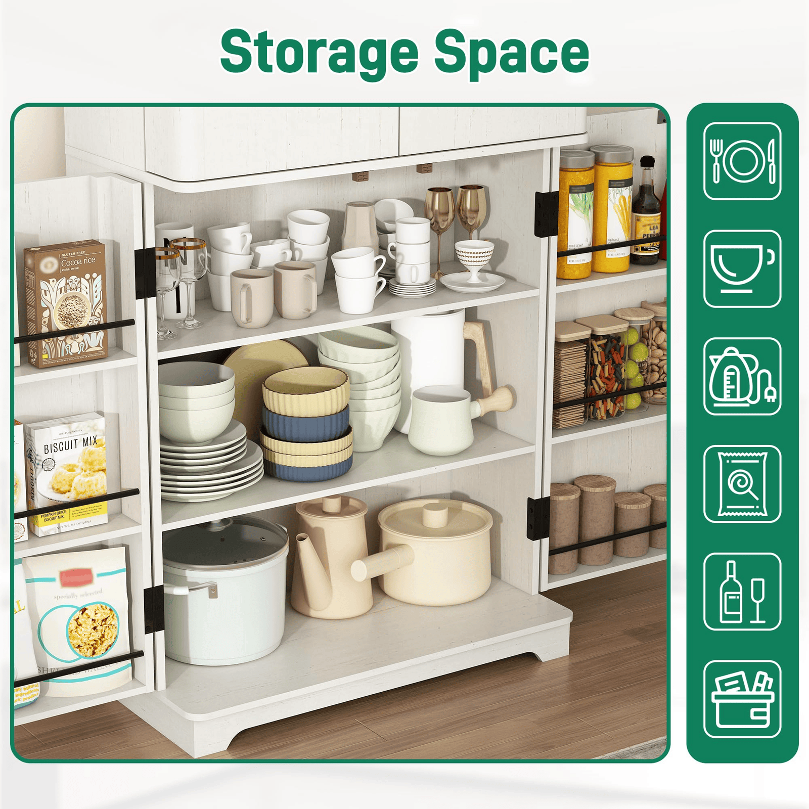 72" Tall Kitchen Pantry Storage Cabinet