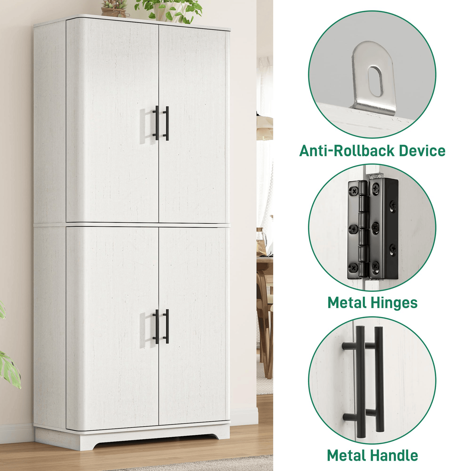 72" Tall Kitchen Pantry Storage Cabinet