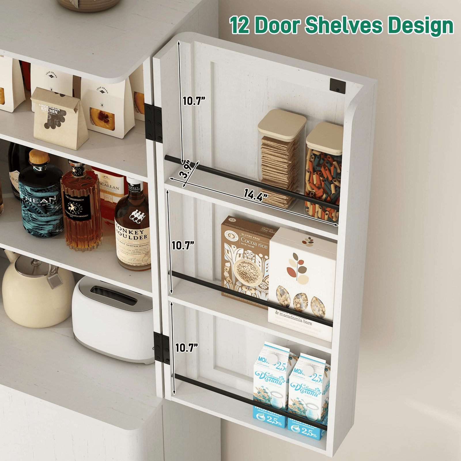 72" Tall Kitchen Pantry Storage Cabinet