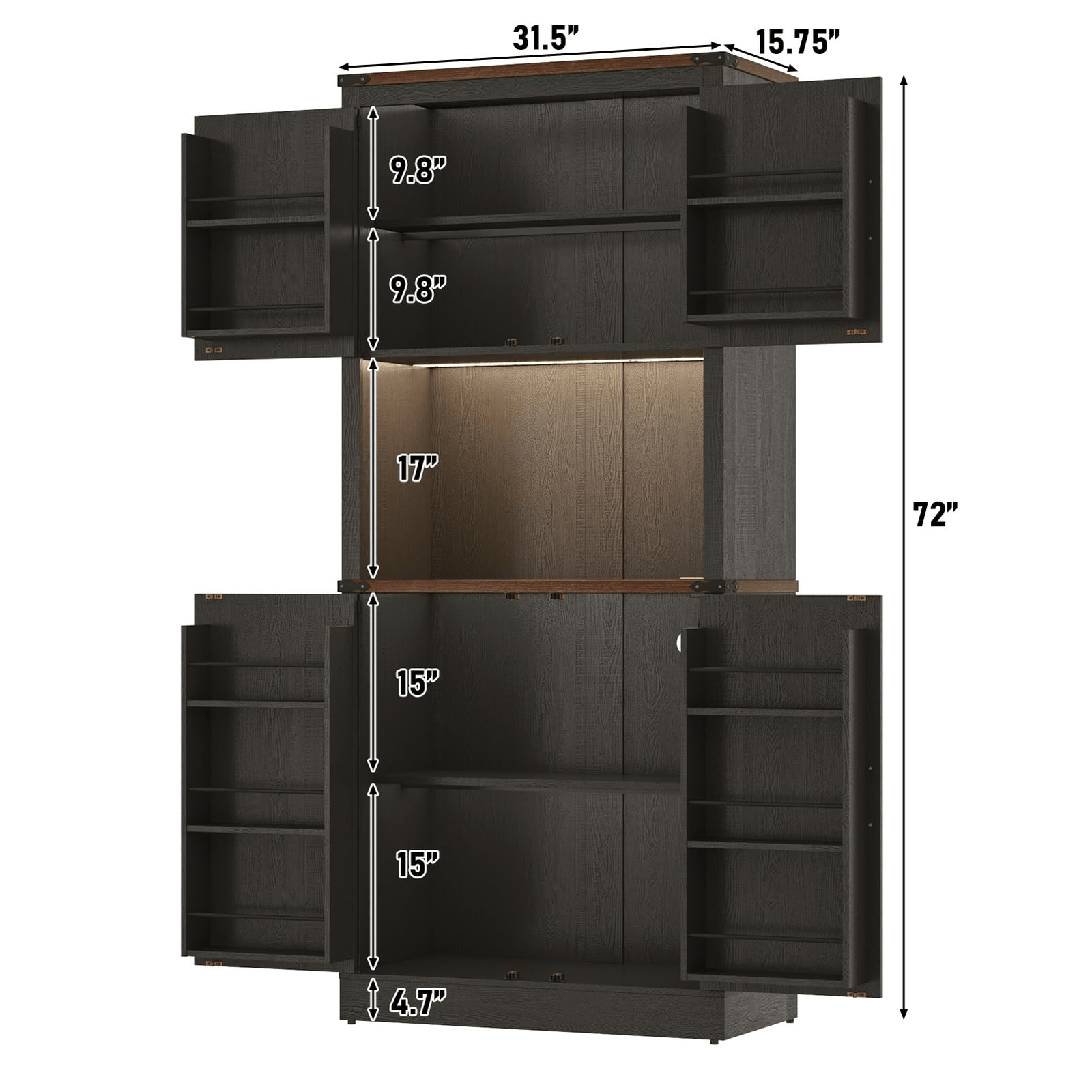 72" Tall Kitchen Pantry Storage Cabinet
