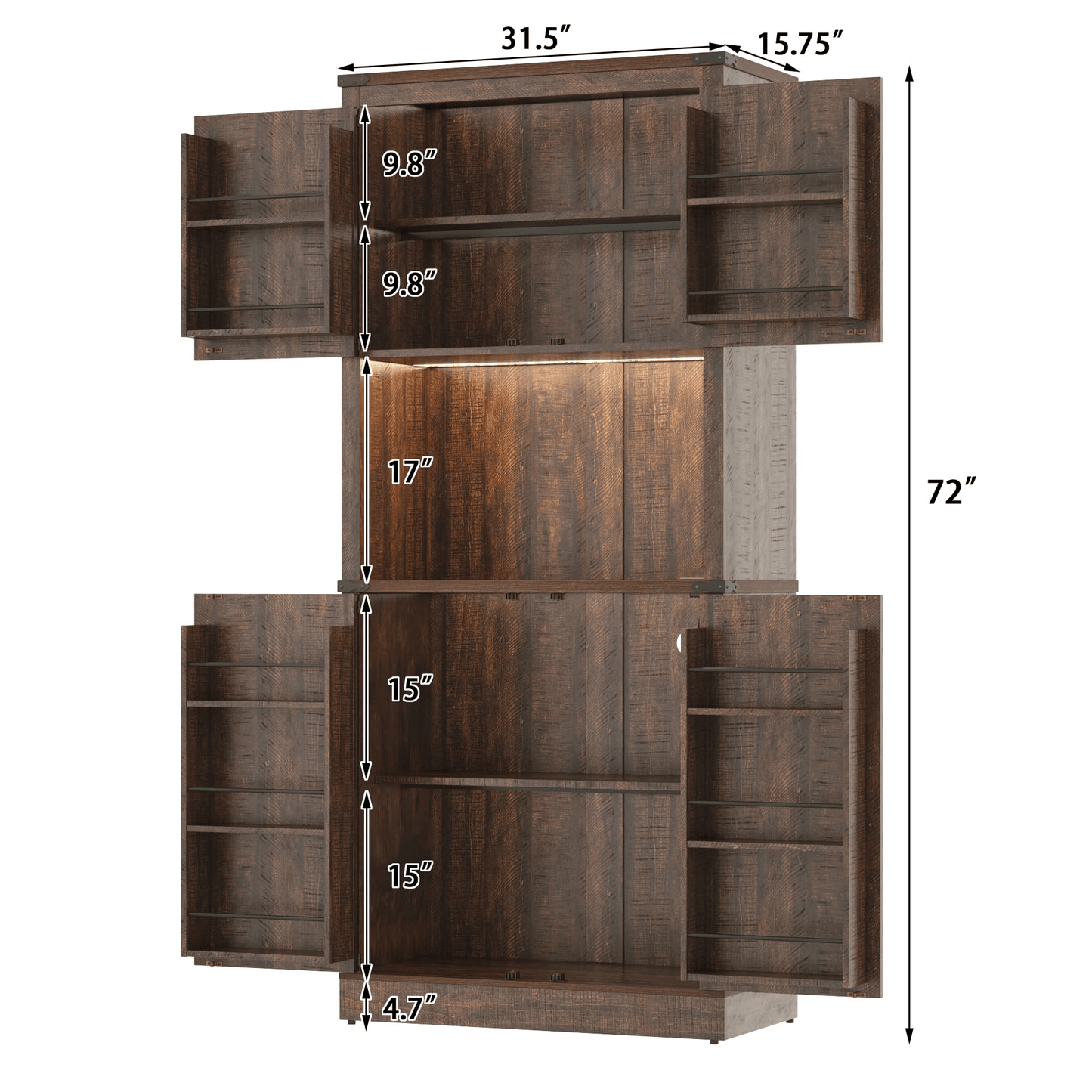 72" Tall Kitchen Pantry Storage Cabinet