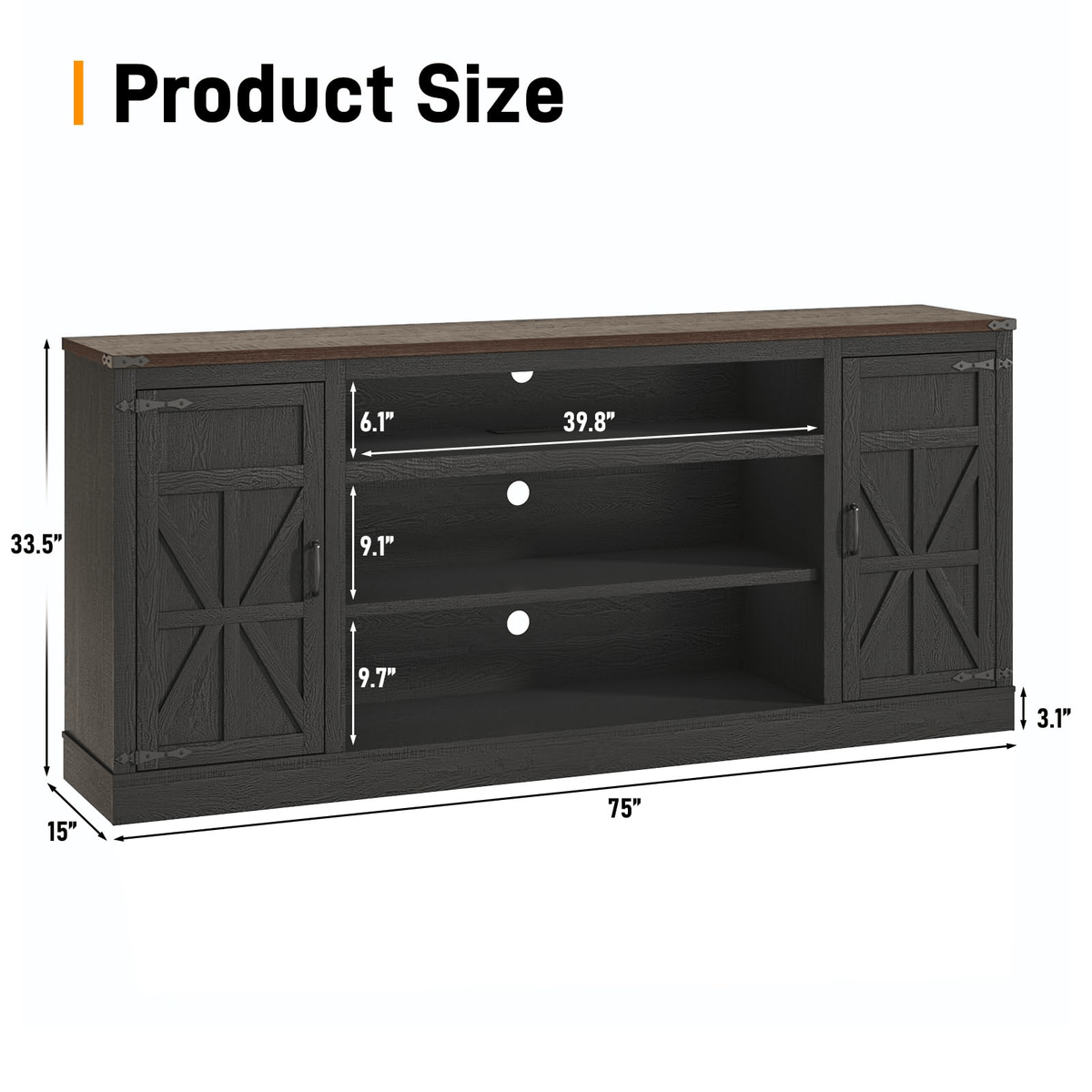 75" Coffee Bar with Charging Station