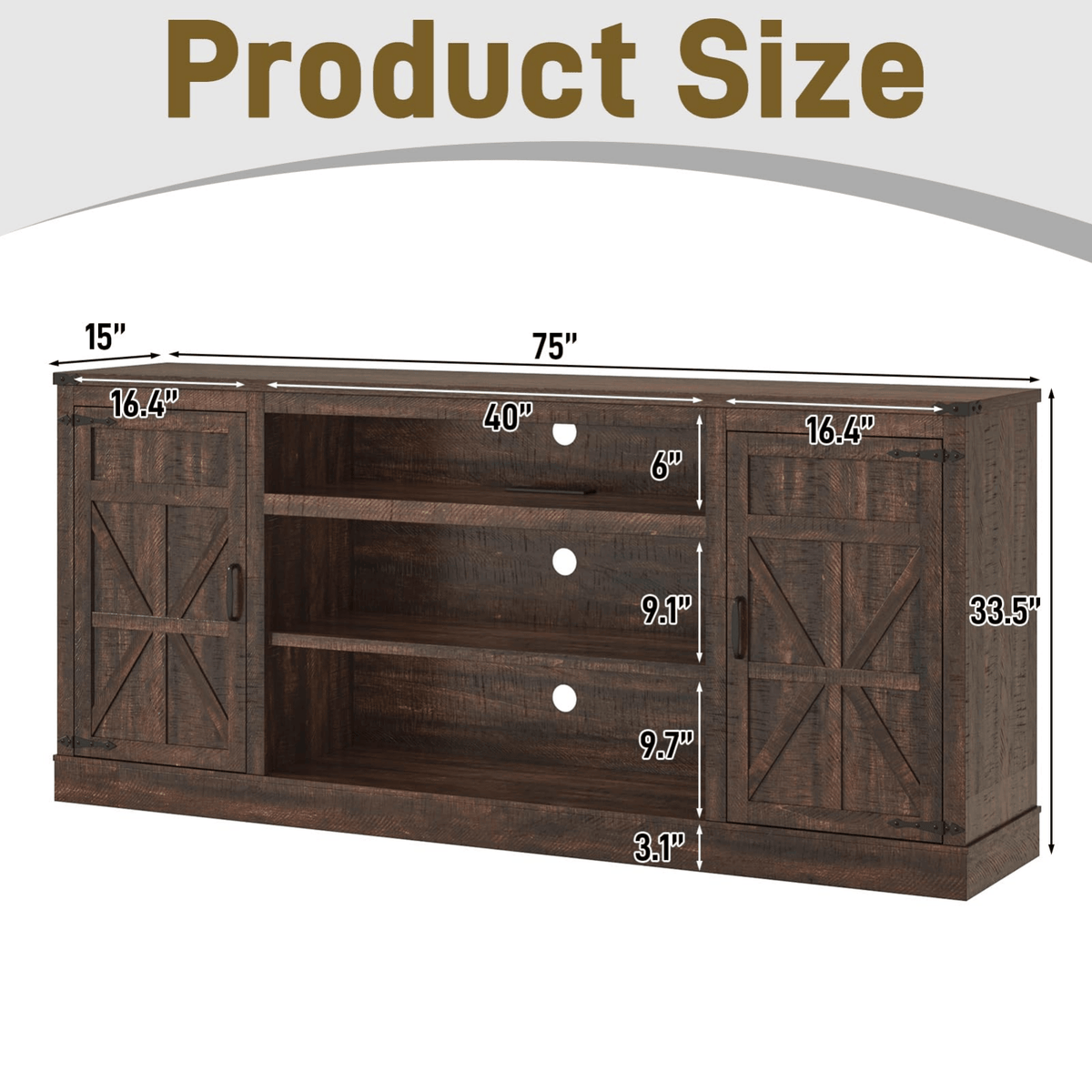 75" Coffee Bar with Charging Station