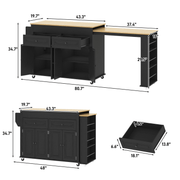 80" Extendable Kitchen Island with Power Outlet