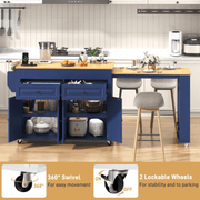 80" Extendable Kitchen Island with Power Outlet