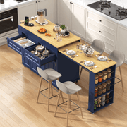 80" Extendable Kitchen Island with Power Outlet