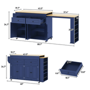 80" Extendable Kitchen Island with Power Outlet