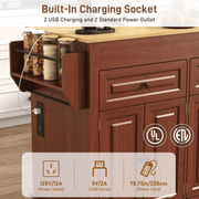 80" Extendable Kitchen Island with Power Outlet