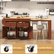 80" Extendable Kitchen Island with Power Outlet