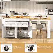 80" Extendable Kitchen Island with Power Outlet