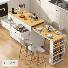 80" Extendable Kitchen Island with Power Outlet