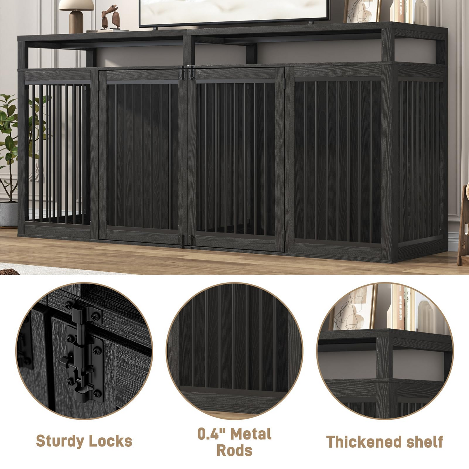 87" Dog Crate TV Stand Dog Kennel Furniture
