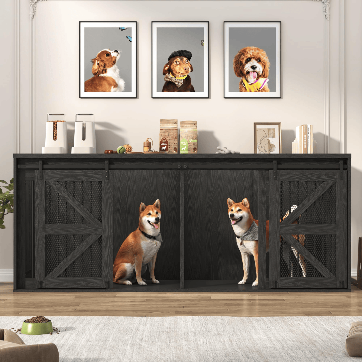 87" Dog Crate TV Stand Dog Kennel Furniture