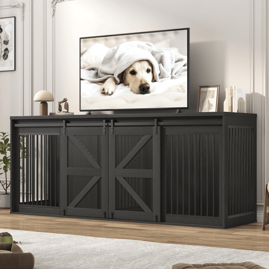 87" Dog Crate TV Stand Dog Kennel Furniture