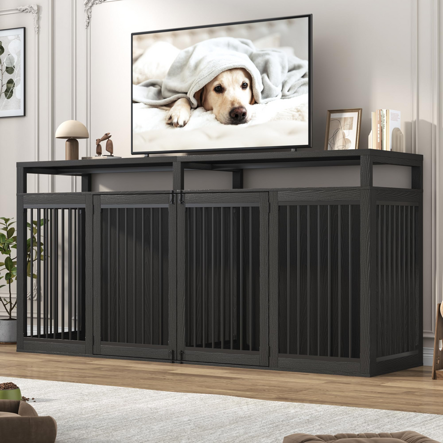 87" Dog Crate TV Stand Dog Kennel Furniture