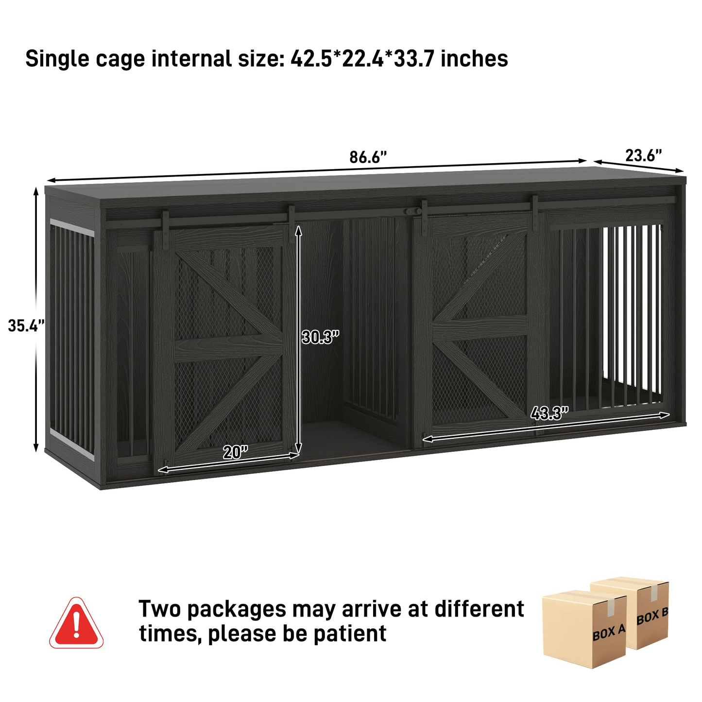 87" Dog Crate TV Stand Dog Kennel Furniture