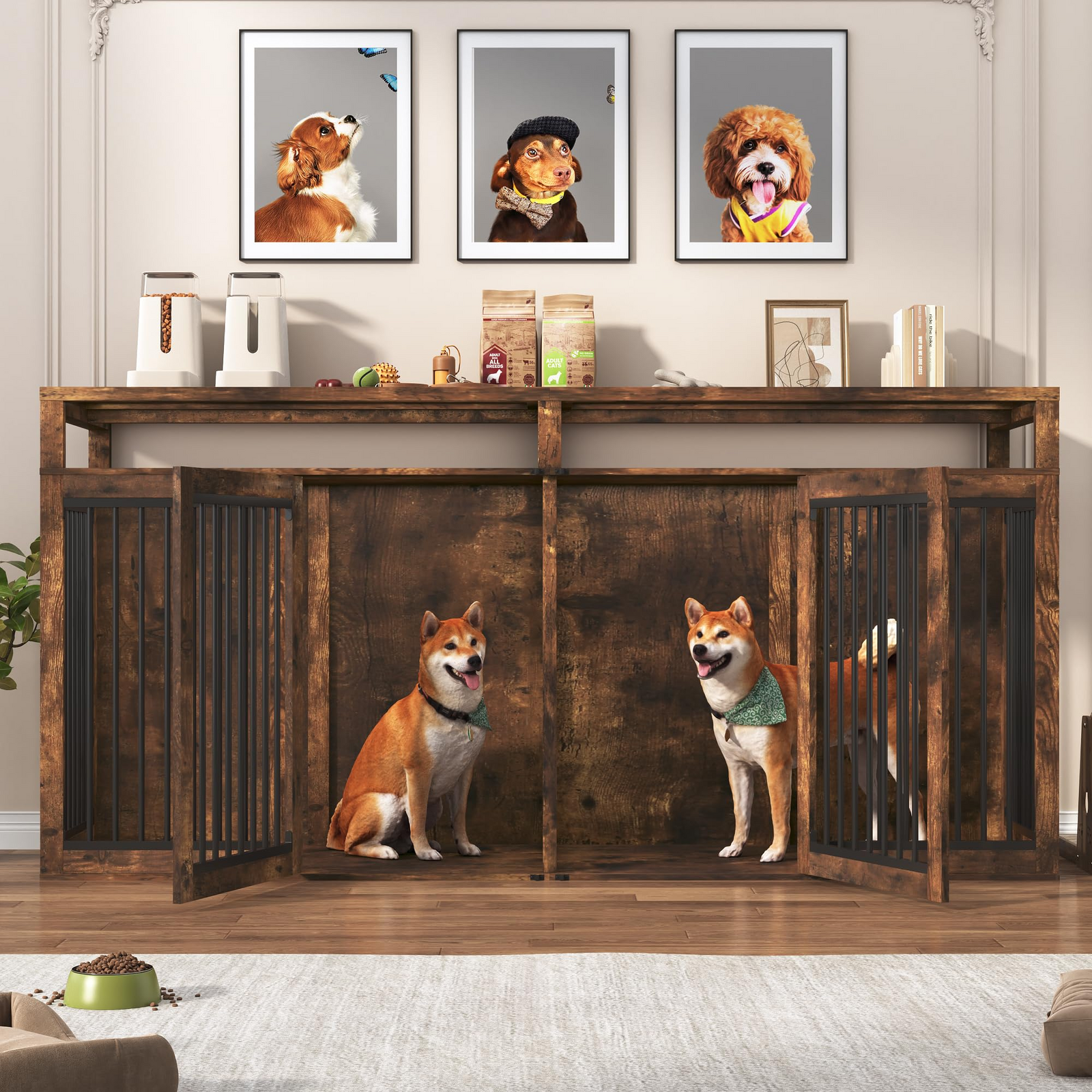 87" Dog Crate TV Stand Dog Kennel Furniture
