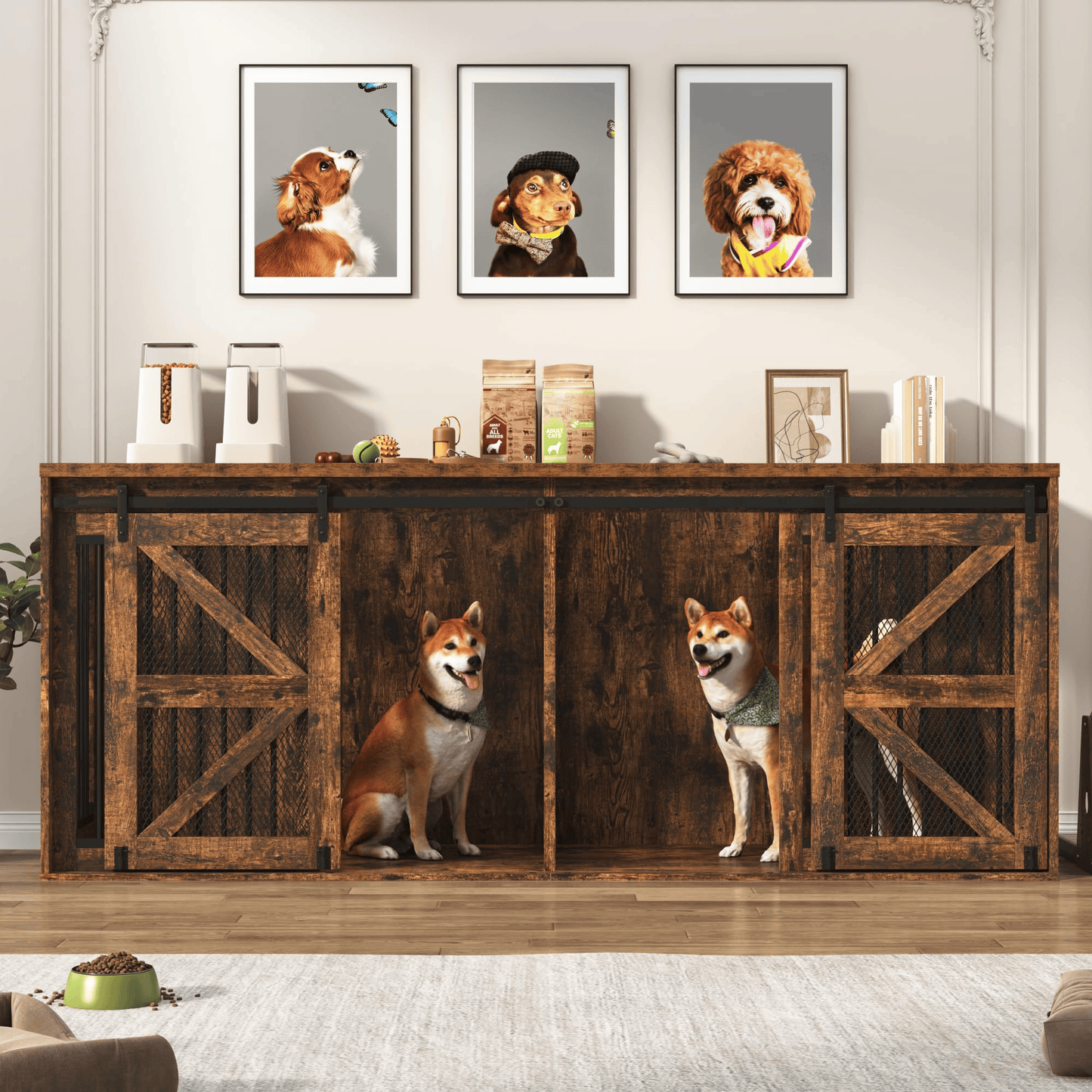 87" Dog Crate TV Stand Dog Kennel Furniture