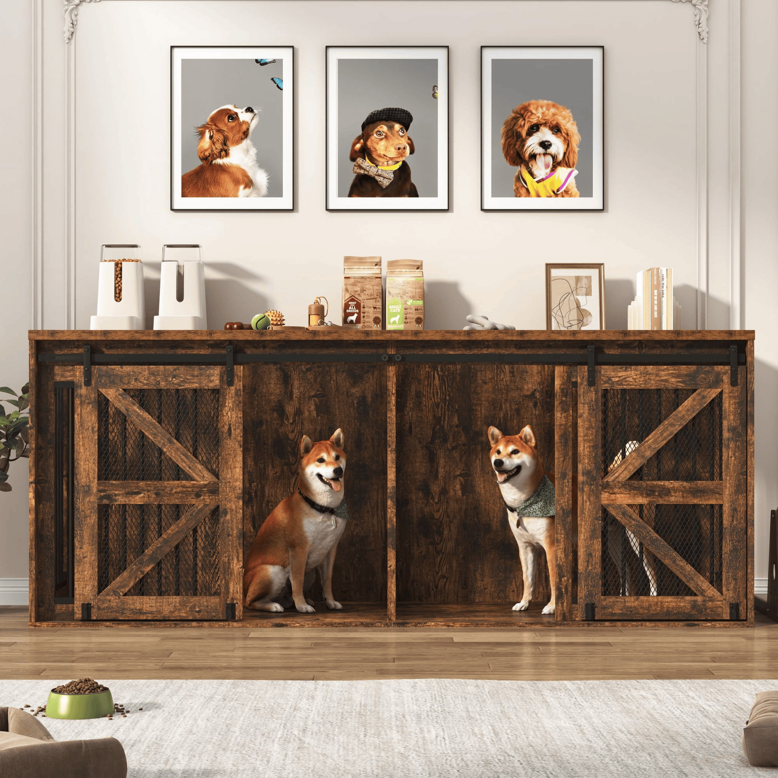 87" Dog Crate TV Stand Dog Kennel Furniture